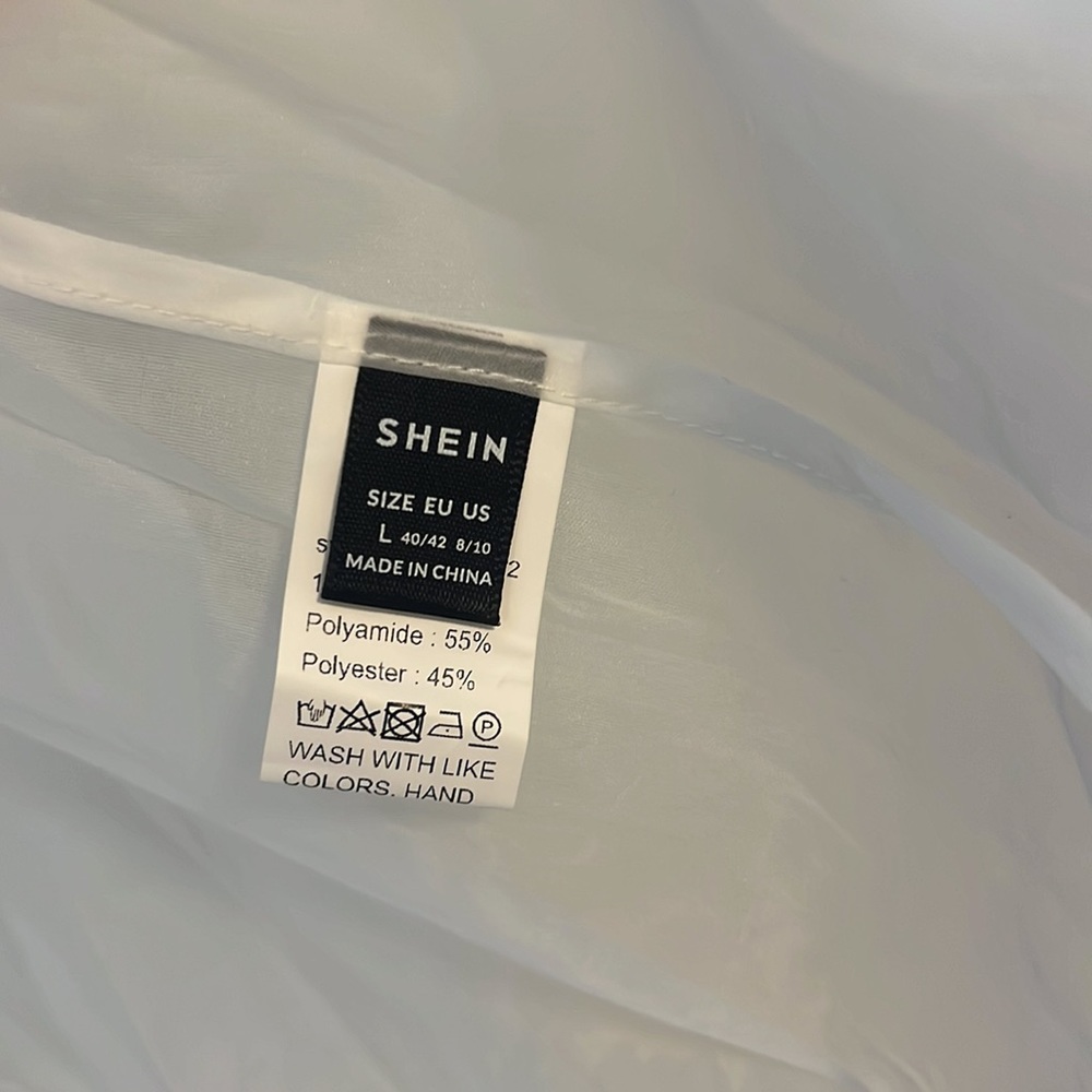 Shein white lace organza mock neck blouse - Picture 4 of 5
